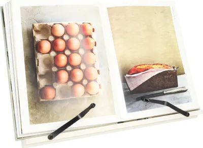Produktbild von QUVIO Kochbuchständer - Tablet-Ständer - Buchständer - Buchständer - Leseständer - Verstellbar - Dokumentenhalter - Buchstütze - Buchhalter - Holz - Weiß - 39 x 28 cm