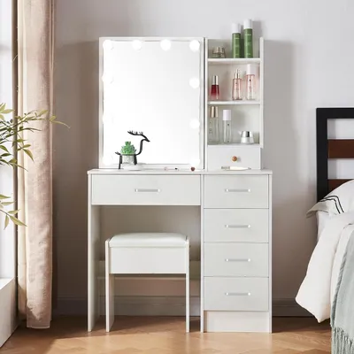 Productafbeelding van Make-uptafel met verlichting en spiegel voor slaapkamer of kinderkamer