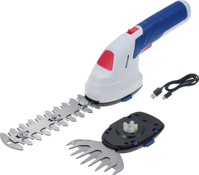 Produktbild von 2-in-1-Elektro-Heckenschere, Grasschere, wiederaufladbarer Strauchschneider, doppeltes Sicherheitsdesign, eingebauter 3,6-V-2000-mAh-Akku