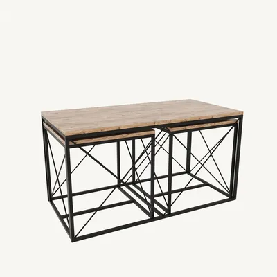 Zdjęcie produktu dla Skye Decor, Defne - sosna atlantycka, zestaw stolików kawowych, sosna atlantycka, 100% PŁYTA POWLEKANA MELAMINĄ, 100 x 50 x 52 cm