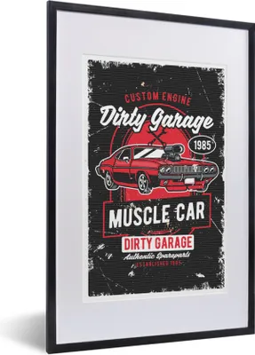 Produktbild von MuchoWow® MuchoWow® Gerahmtes Poster Mancave - Auto - Rot - Vintage 40x60 cm - Poster mit zchwarzem Bilderrahmen - Poster in Rahmen