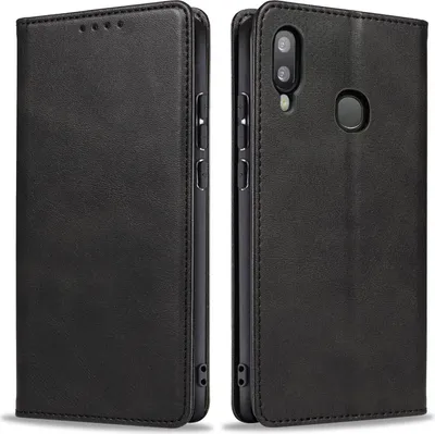 Produktbild von Handyhülle für Samsung Galaxy A20e Kunstleder Flip Cover Hülle Handytasche Case Kartenfach Farbe: Schwarz