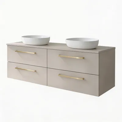 Produktbild von Waschtisch mit Unterschrank ONE mit 4 Schubladen Kaschmir 120x50x46 hängend Badmöbel Badezimmer Badezimmermöbel