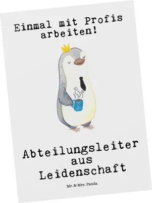 Produktbild von Mr. & Mrs. Panda Ansichtskarte Abteilungsleiter Leidenschaft - Weiß - Geschenk, Ansichtskarten, Postkarten, Führungskraft, Profi, Beruf, Postkarte, bildkarte, Spruch