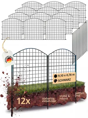 Produktbild von Zaun Teichzaun Steckzaun für Garten 12 Zaunelemente Gartenzaun V2Aox