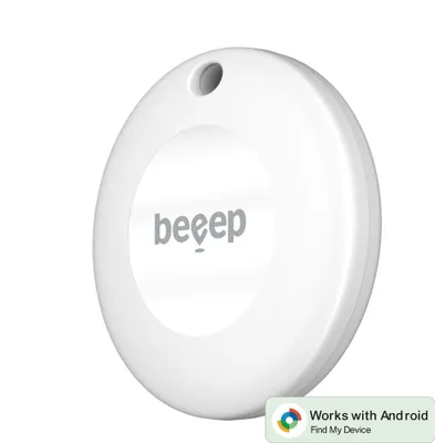 Imagen del producto de Localizador Bluetooth Beeep BeTag para Android, color blanco, con llavero, pack de 1 unidad
