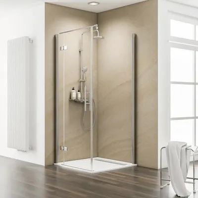 Produktbild von Drehtür für Seitenwand Schulte MasterClass 90 cm Anschlag links Klarglas Profilfarbe chrom mit Pendelscharnier