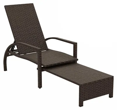 Produktbild von KOMFOTTEU Sonnenliege, Gartenliege mit 6-fach verstellbarer Hochlehne, Liegestuhl aus Rattan mit ausziehbarer Fußstütze & Armlehnen, Rattanliege bis 180 kg belastbar für Garten & Terrasse, Braun