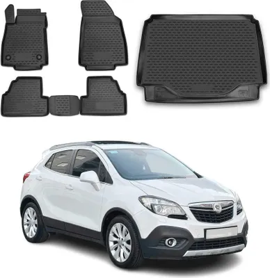 Produktbild von Fußmatten & Kofferraumwanne Set für Opel Mokka 2018-2025 Gummi TPE Schwarz 5x