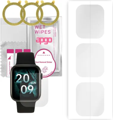 Produktbild von apgo 3 Stück Schutzfolie, klar, kompatibel mit Watchmark Fashionwatch Wi12 Smartwatch, Hydrogel Displayschutzfolie mit Positionierhilfe, Displayfolie, robust und kratzfest