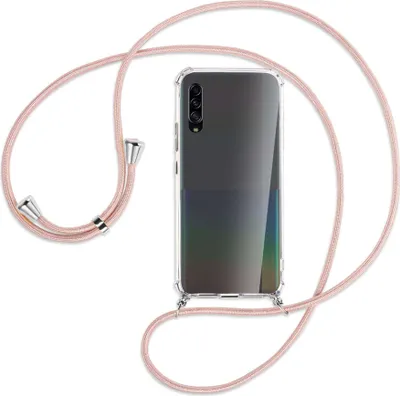 Produktbild von Handykette Backcover-Schutzhülle mit Band (Metall silberfarben) für Samsung Galaxy A90 5G - roségold
