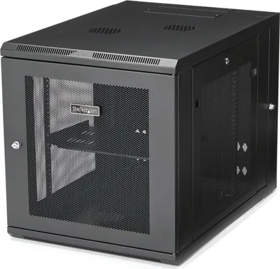 Obrázek produktu pro StarTech.com RK1232WALHM, Nástěnný regál, 12U, 90 kg, Zámek, Vylepšená správa kabelů, 45,1 kg