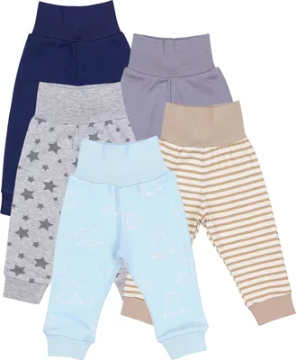 Produktbild von TupTam Pumphose Baby 5er Pack Unisex - Bequeme Baby Hose für Jungen und Mädchen aus  Baumwolle, Farbe: Navy_Grau_Sterne_Streifen_Bärchen, Größe: 104