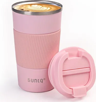 Produktbild von SUNTQ Kaffeebecher to go Thermo 510ml Edelstahl isoliert mit deckel Rose