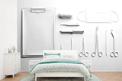 Produktbild von Fotobehang, Schwarz-Weiß, 330 x 220 cm, Medizinische Scheren, Schwarz-Weiß