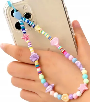 Produktbild von EDIBAZZAR | Bunte Schlüsselanhänger Anhänger Telefon Lanyard Perlen Perlen Muscheln Geschenk