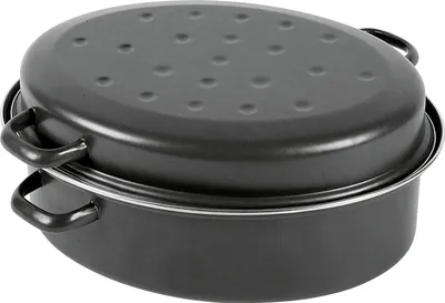 Zdjęcie produktu dla KARL KRÜGER brytfanna do gęsi owalna 10,5 l Ø42 cm emaliowana czarny mat