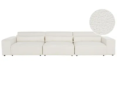 Produktbild von BELIANI Modul 3-Sitzer Sofa Cremeweiß Bouclé-Bezug mit Breiten Armlehnen 3 Dekokissen Skandi Modern Modulsofa Polstersofa Couch Wohnzimmer Ausstatttung