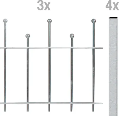 Zdjęcie produktu dla Alberts 511418 Kompletny zestaw ogrodzeniowy Madrid, do przykręcenia, ocynkowany ogniowo, wysokość 49,5 cm, długość 6 m