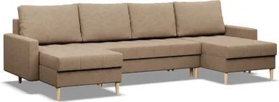 Produktbild von Ecksofa mit schlaffunktion und bettkasten, Sofa U-Form ELMA, Bonell, Braun