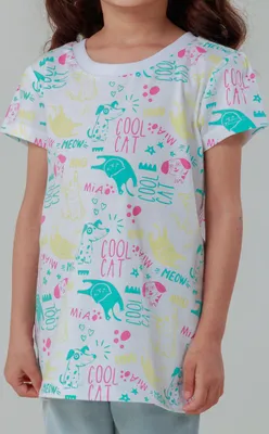 Produktbild von Mädchen-T-Shirt Cool Cat  - Weiß - 98