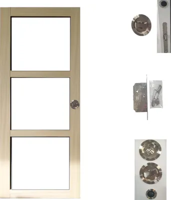Image de Porte Coulissante bois Ayous Vitrage transparent H204 x L83 + serrure a condamnation
