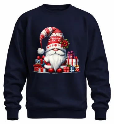 Immagine prodotto di Elfo di Natale con regali e cappello da Babbo Natale elfo gnomo felpa unisex, navy, XXL