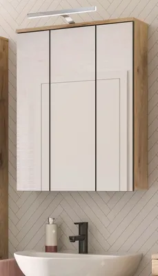 Produktbild von Badezimmer Spiegelschrank "Tomaso" Eiche Badschrank 3-türig 60 cm mit Soft-Close