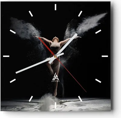 Produktbild von Wanduhr - Quadrat - Glasuhr - Fotografie Tanz Flügel - 40x40cm - Schleichendes Uhrwerk - Lautlos - zum Aufhängen bereit - Dekoration Modern - Wanddekoration aus Glas - C3AC40x40-4306