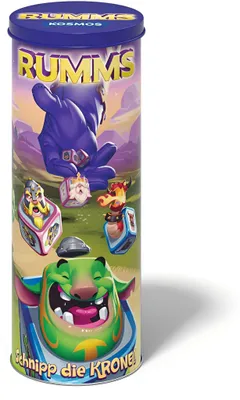 Immagine prodotto di KOSMOS 680763 Rumms - Snap the Crown. Emozionante gioco di dadi per tutta la famiglia, anche come gioco per 2 giocatori e gioco di squadra, gioco per feste, gioco di società in scatola di metallo di alta qualità, età 7+