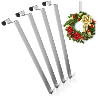 Produktbild von 4x Türhaken aus Edelstahl - 27 cm Haken für Türkränze und Dekorationen - Türhänger - Für Innentüren - Kleiderhaken