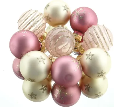 Produktbild von Christbaum-Micro-Kugeln Pink & Goldfarben Ø 3 cm aus Glas - 9er Set