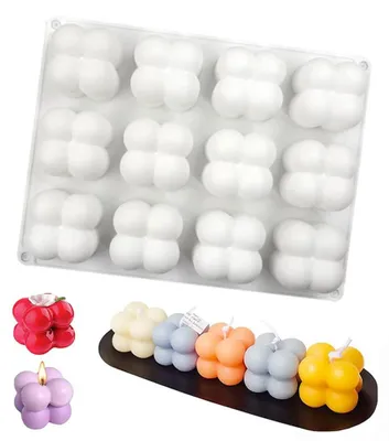 Produktbild von 12-in-1 Silikon-Kerzenform, 3D-Blasenkerzenform, Mini-Blasenkugel-Harzkerzen-Silikonform, Seifenform, DIY-Schokoladenkerzen-Harzseifen-Silikonform