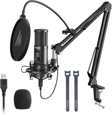 Produktbild von USB Mikrofon PC mit Arm, Kondensatormikrofon 192KHz/24Bit, mit Mute Button, Popfilter, für Gaming, Podcast, YouTube, Twitch, PS4/5, PM421