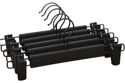 5 Hosenbügel, platzsparend, 360° drehbar, verstellbare Clips, schwarz