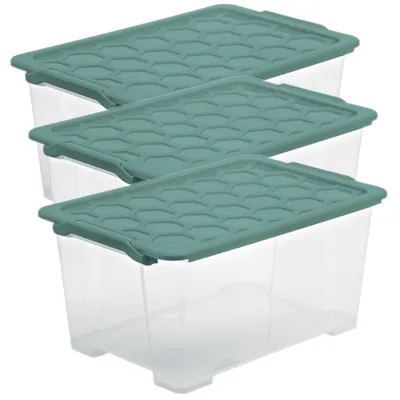 Produktbild von Rotho Aufbewahrungsbox mit Rädern 44L Evo Total - Kunststoffbox mit Deckel - Ordnungsbox 59,0 x 39,5 x 28,0 cm - Plastikbox Allzweckkiste Sortierbox