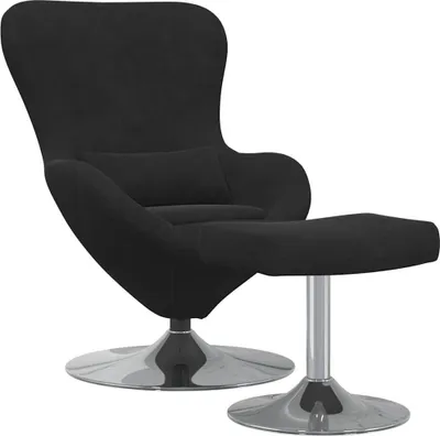 Image de vidaXL Tabouret œuf avec repose-pieds Noir Velours