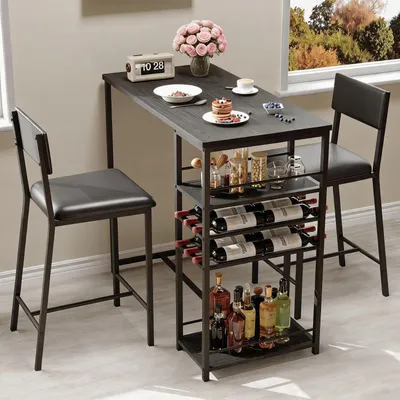 Immagine prodotto di Set da bar composto da un tavolo e due sedie, dimensioni 91x50x92 cm, colore nero