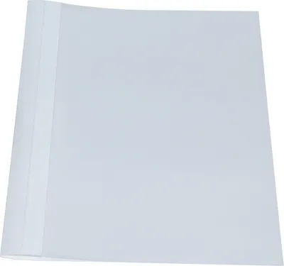 Produktbild von Ösenmappe, Lederstruktur, 18 mm, Farbe weiß, glasklare Folie, VPE= 100 St.