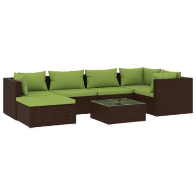 Immagine prodotto di vidaXL Set da giardino 7 pezzi con cuscini in polyrattan marrone