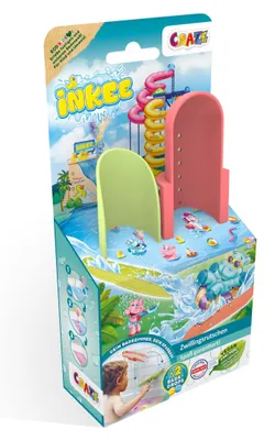 Productafbeelding van INKEE Speelgoed: Badset met dubbele glijbaan, zwembad en waterspeelgoed