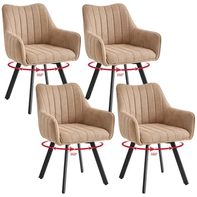 Produktbild von Esszimmerstühle - 4er-Set - Gepolstert - Metallgestell - Moderner Stil - Für das Esszimmer - Khaki