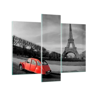 Produktbild von Bilder auf glas - Auto Eiffle Kultur Architektur - 95x80cm - Glasbilder - Wandbilder - Kunstdruck - zum Aufhängen bereit - Wanddekoration aus Glas - Glas Bilder - Wandbild auf Glas - GCB95x80-2655