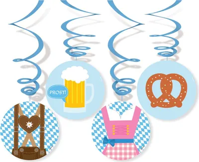 Produktbild von 1 x Oktoberfest-Deko-Spiralaufhänge-Girlande: 80 cm - Amscan 9904818, Folie, Papier