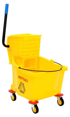Produktbild von Mopp Eimer, Wischeimer mit Presse Rollen, Putzeimer Putzwagen mit Auswringfunktion, Reinigungswagen Reinigungseimer, Gelb Polypropylen