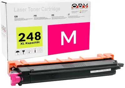 A toner cartridge and its packaging are displayed against a white background.