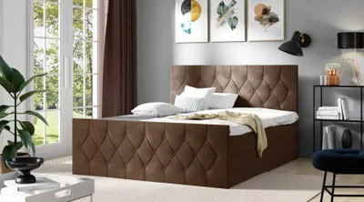 Obrázek produktu pro Čalouněná postel TIBOR LUX - 200x220, hnědá + topper