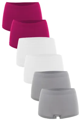 Produktbild von Fabio Farini - 6 Stück Damen Hipster Boxershorts - Frauen Unterhosen Slip Set Seamless angenehmes Tragegefühl ohne Seitliche Nähte