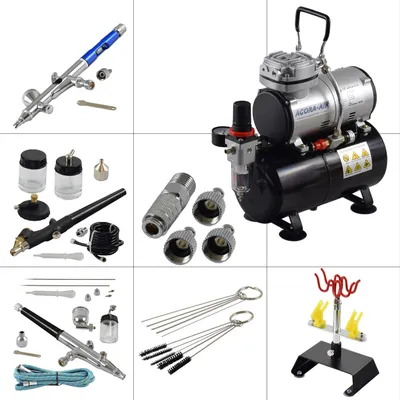 Produktbild von Agora-Tec® Airbrush Set PROFI K2 blue