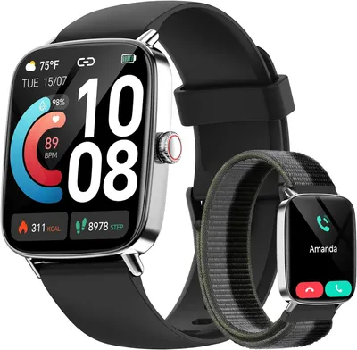 Smartwatch Damen mit Telefonfunktion,1.85" HD Uhren Damen mit Herzfrequenz Schlafmonitor SpO2 Schrittzähler,110+Sportmodi Fitnessuhr,IP68 wasserdichte